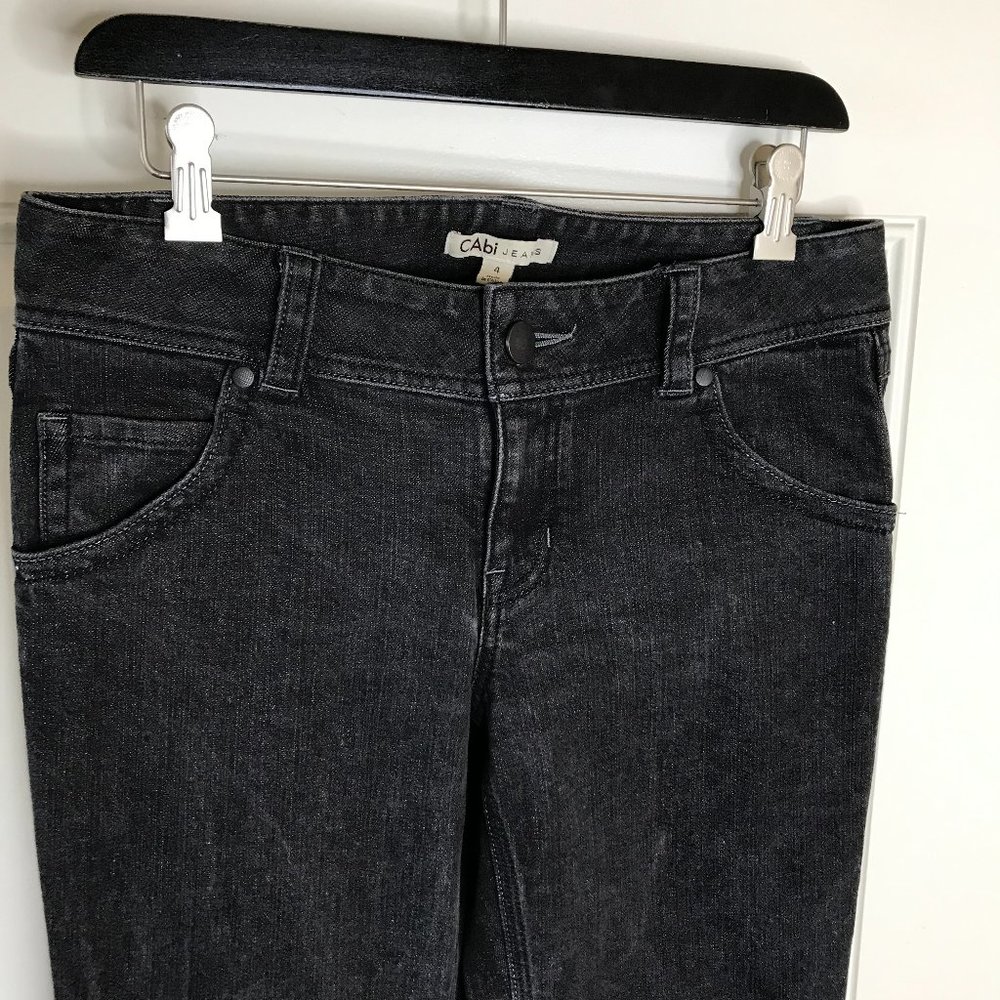 CAbi #204R Womens Black Fade Flap Pocket Bootcut Jeans ~ Size 4 - Picture 2 of 6